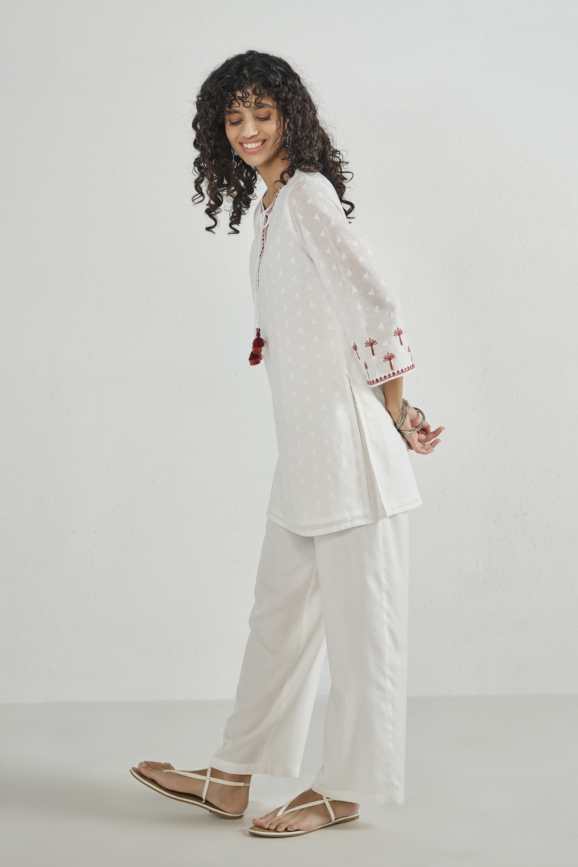 Safed Silsila Cotton Tunic, Off White, image 5